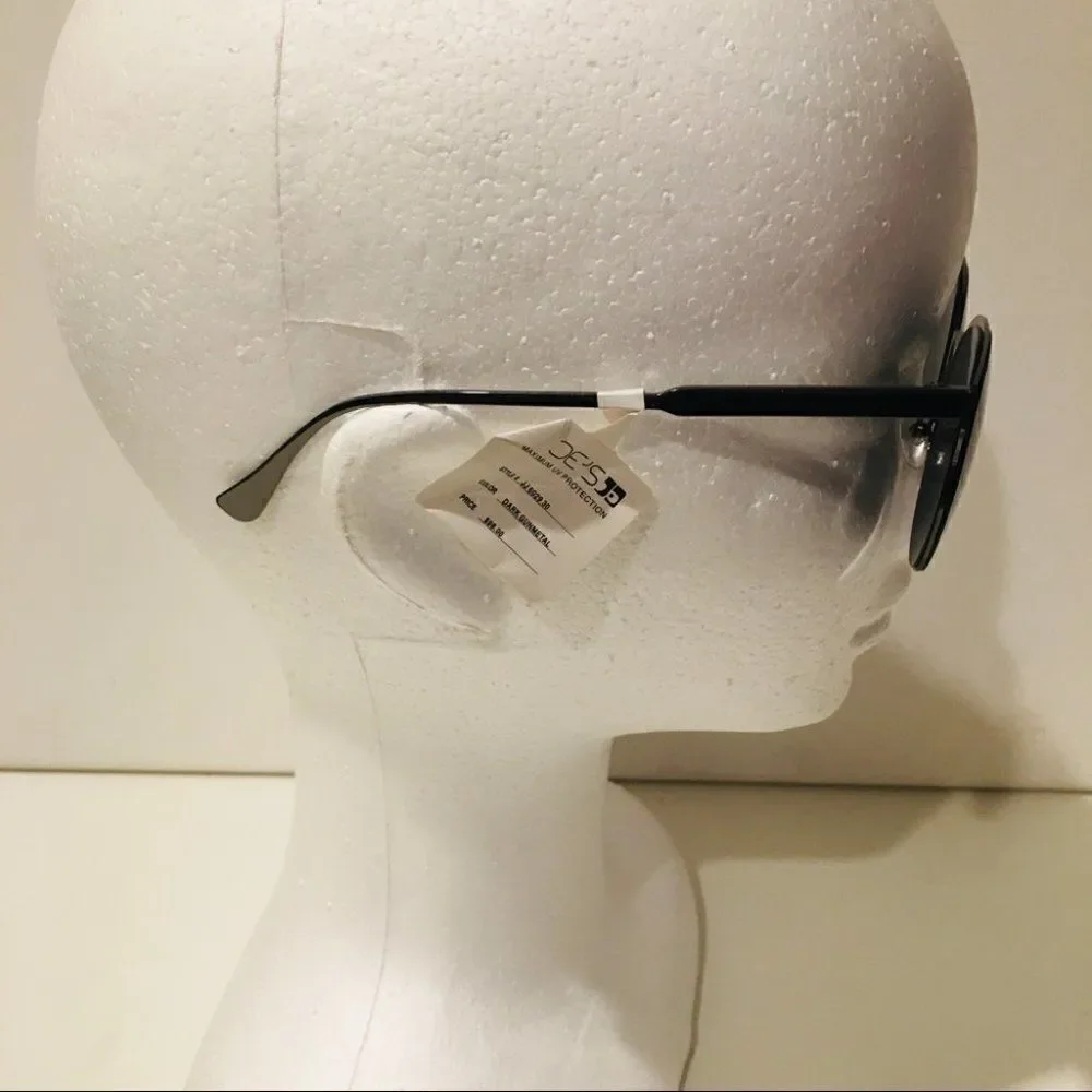 Joe’s Jeans Dark Gunmetal Color Metal Cat Eye Retro Edgy Sunglasses